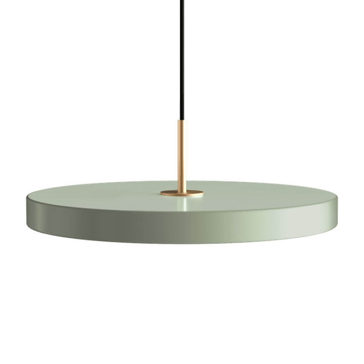 Asteria Plus medium hanglamp, olive groen/messing