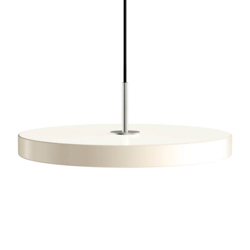 Asteria Plus medium hanglamp, pearl wit/staal
