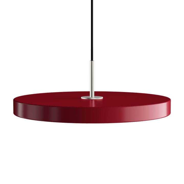 Asteria Plus medium hanglamp, ruby rood/staal