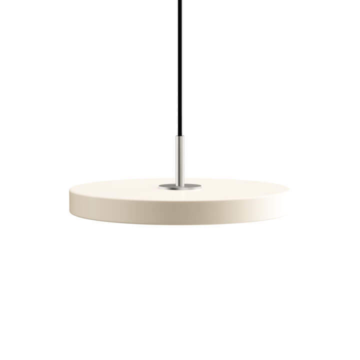 Asteria Plus mini hanglamp, pearl wit/staal