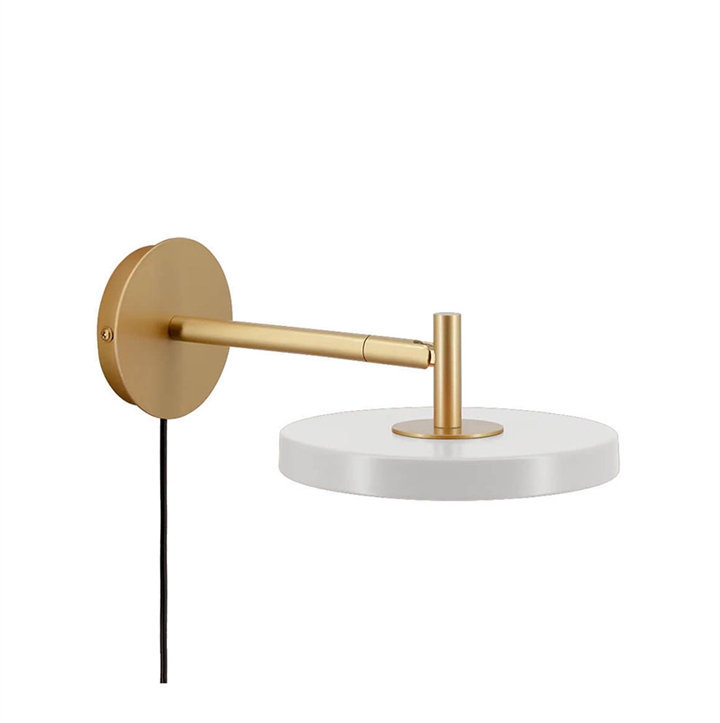 Asteria wandlamp kort, mist grijs/messing