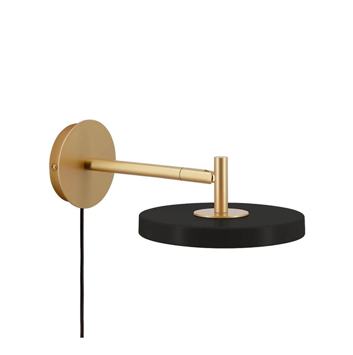 Asteria wandlamp kort, zwart/messing