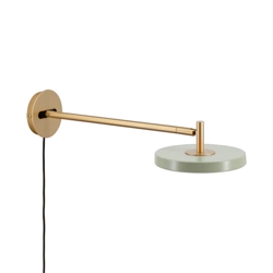 Asteria wandlamp lang, olijfgroen/messing