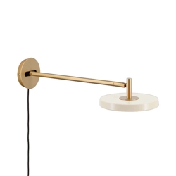 Asteria wandlamp lang, pearl wit/messing