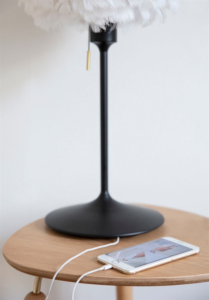 Santé tafellampstandaard m/USB, zwart