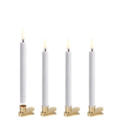 LED kerstboomkaarsen met gouden clip, White, 4-pack, 1,3x13,8cm