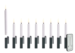 LED kerstboomkaarsen met groene clip, White, 9-pack, 1,3x13,8cm incl. afstandsbediening