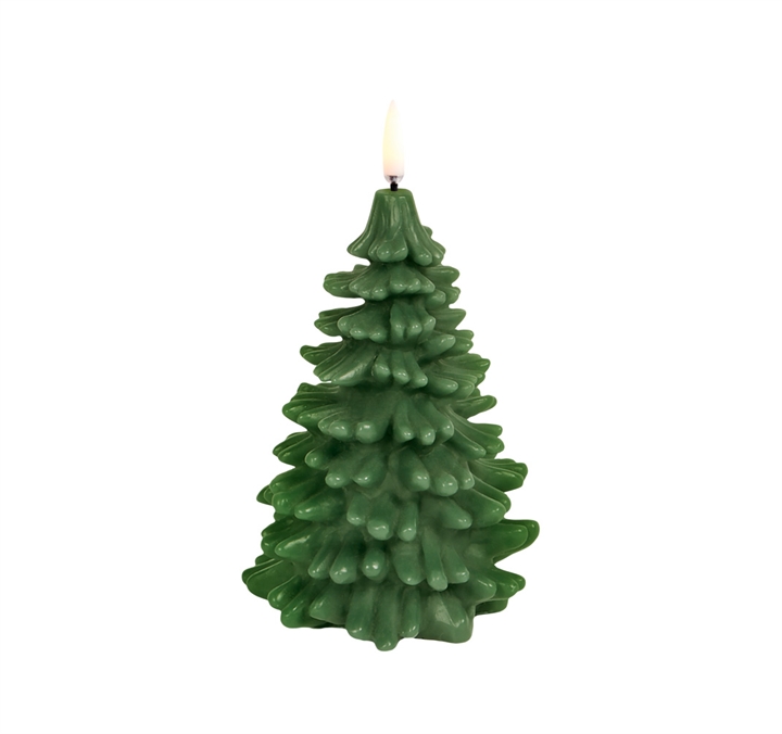 Uyuni LED kaars kerstboom, olive green, smooth, 10x15