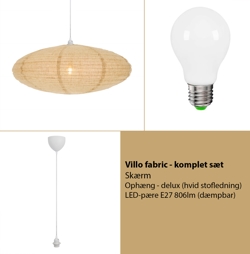 Villo rijstpapier hanglamp 60, fabric- SET (incl. ophanging en lamp)