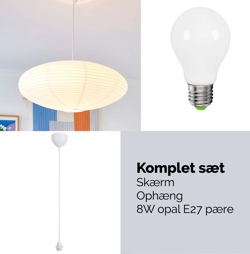 Villo rijstpapier hanglamp 60, wit - SET (incl. ophanging en lamp)