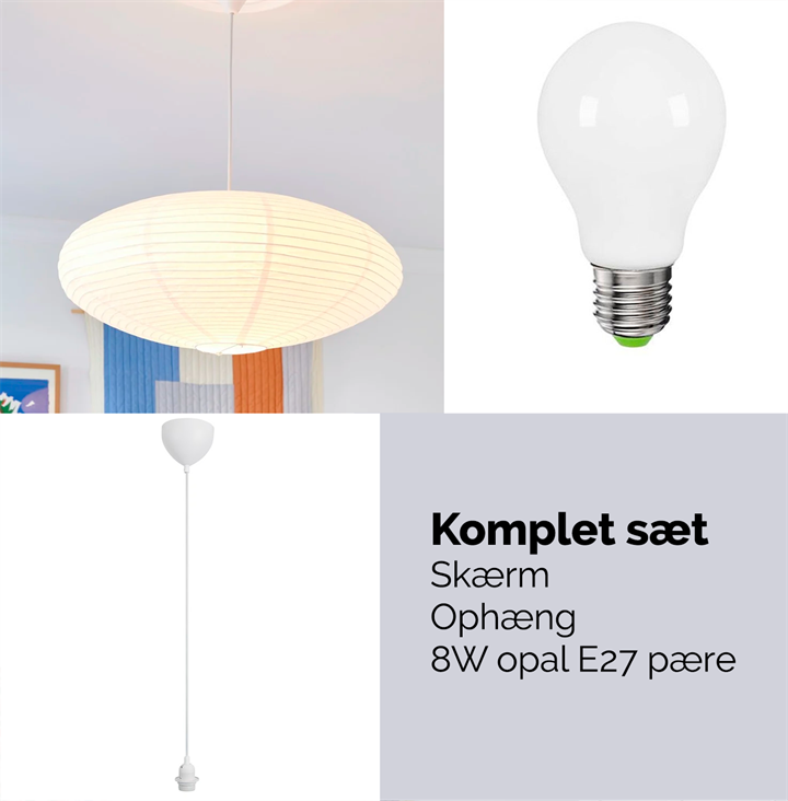 Villo rijstpapier hanglamp 60, wit - SET (incl. ophanging en lamp)