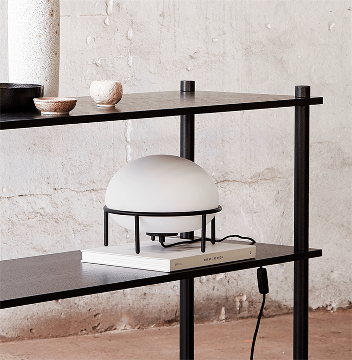 Pump tafellamp, opaal/zwart