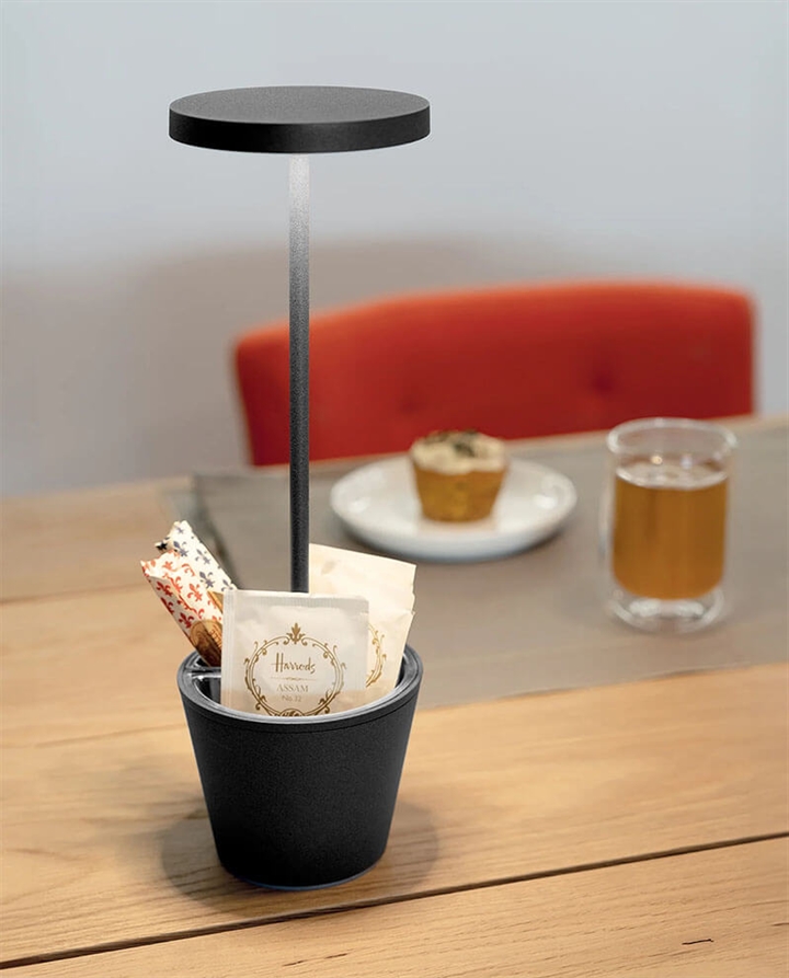 Poldina Reverso batterijlamp / tafellamp, donkergrijs