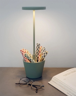 Poldina Reverso batterijlamp / tafellamp, saliegroen