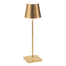 Poldina batterijlamp / tafellamp, antiek goud