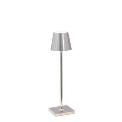 Poldina micro batterijlamp / tafellamp, glanzend chroom