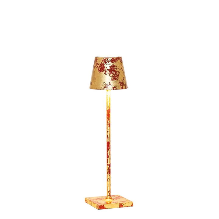 Poldina micro batterijlamp / tafellamp, rood/antiek goud