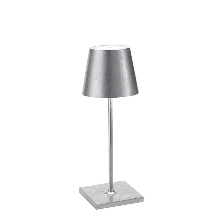 Poldina mini batterijlamp / tafellamp, antiek zilver