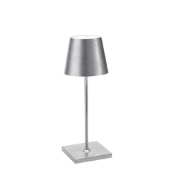 Poldina mini batterijlamp / tafellamp, antiek zilver