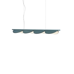 Almendra Linear hanglamp S4, metallic bay blauw