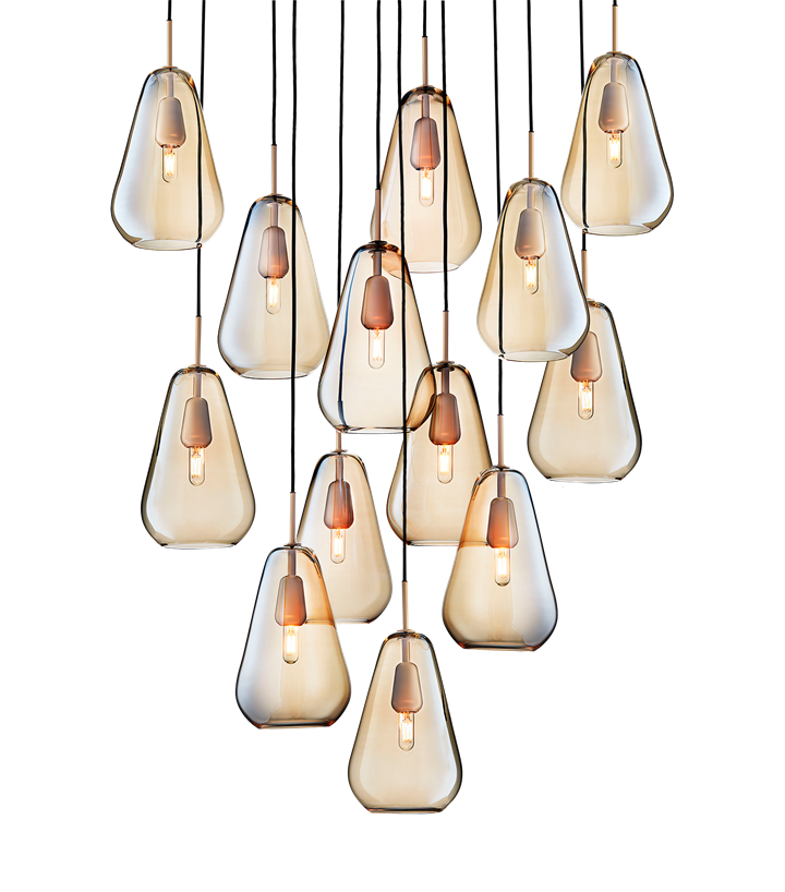 Anoli 13 hanglamp, nordic goud/goud