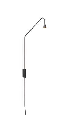 Austere wandlamp m. touchdimmer en stekker, gunmetal