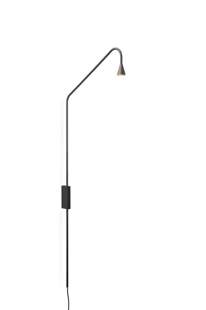 Austere wandlamp m. touchdimmer en stekker, gunmetal