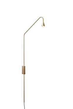 Austere wandlamp met touchdimmer en stekker, geborsteld messing