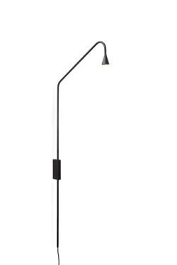 Austere wandlamp met touchdimmer en stekker, zwart