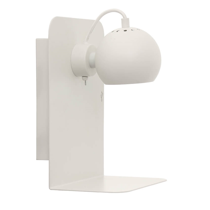 Ball wandlamp m/USB, mat wit