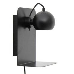 Ball wandlamp m/USB, mat zwart