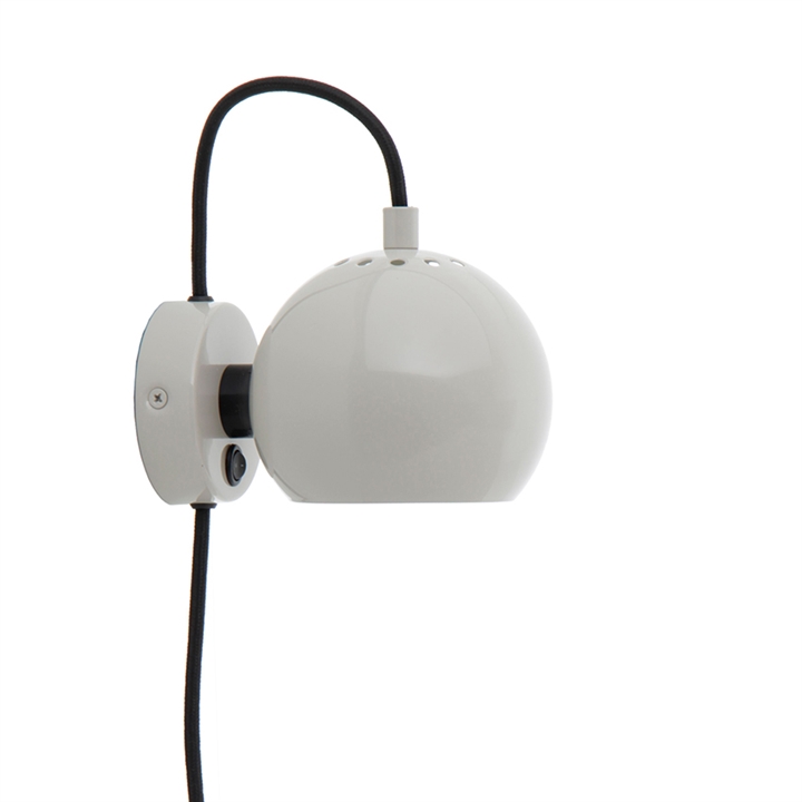 Ball wandlamp, glanzend pale grey