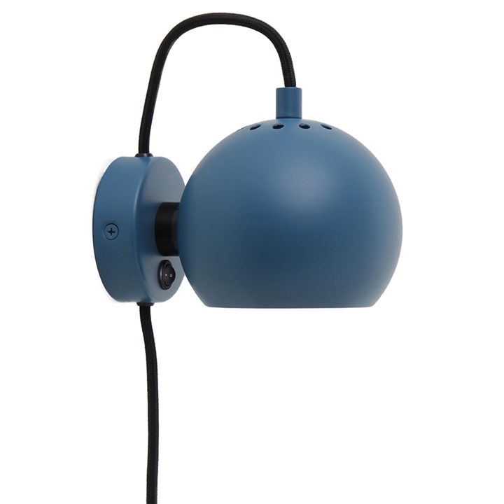 Ball wandlamp, mat petroleumblauw