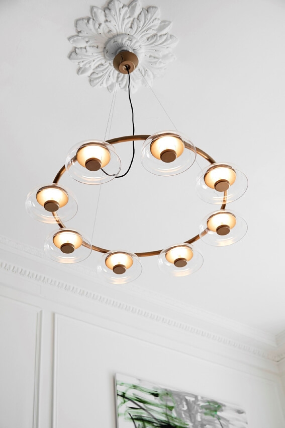 Blossi 8 kroonluchter, nordic goud/helder