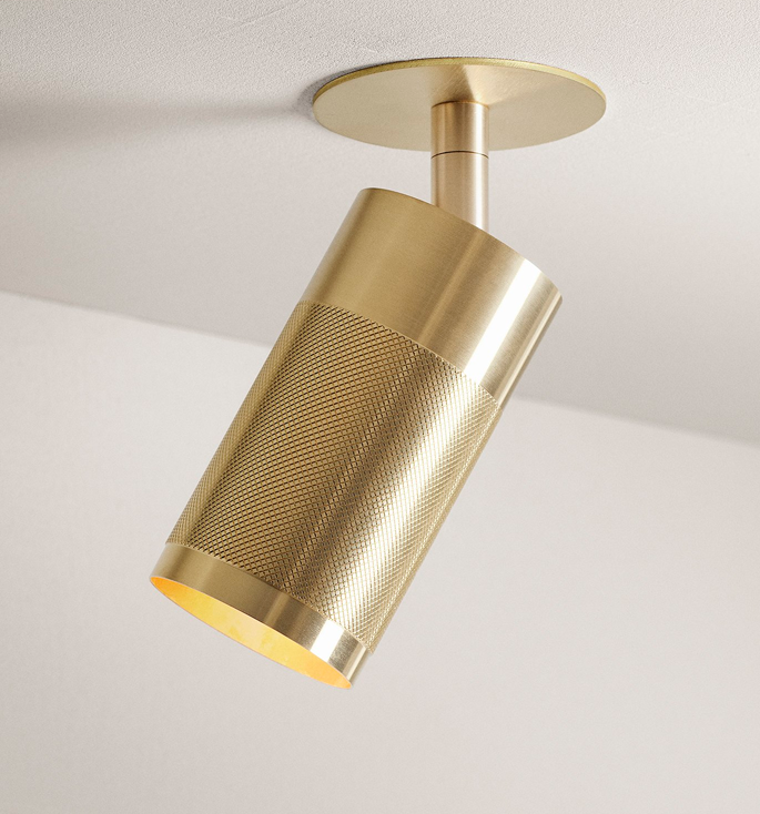 Thorup Copenhagen Patrone inbouw plafondspot met afdekplaat, massief messing, 120 mm