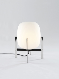 CESTA METÁLICA tafellamp z. leren handvat