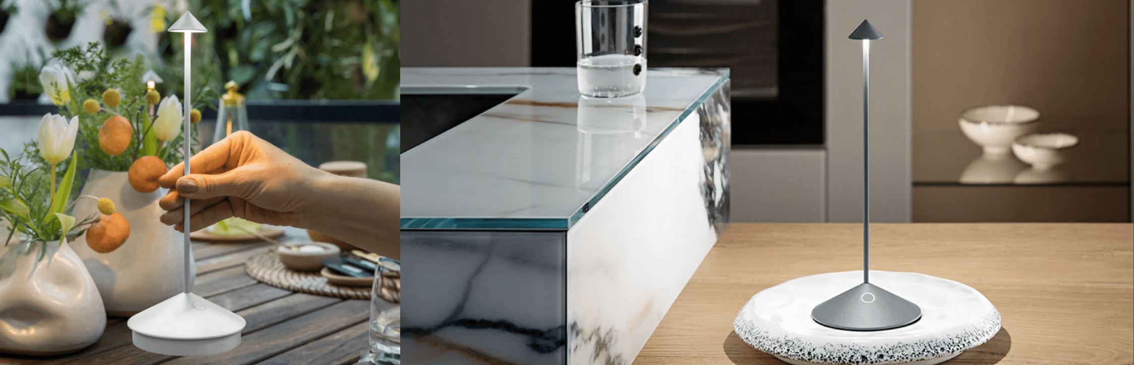 Elegant, slank en Italiaans | Zafferano Pina batterijlamp | Lamper-shop.nl