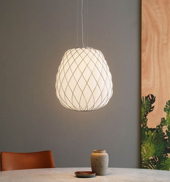 Pinecone Hanglamp, groot - Ø50, wit/chroom