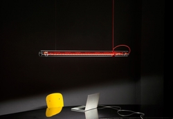 Tubular hanglamp, rood m/rood snoer