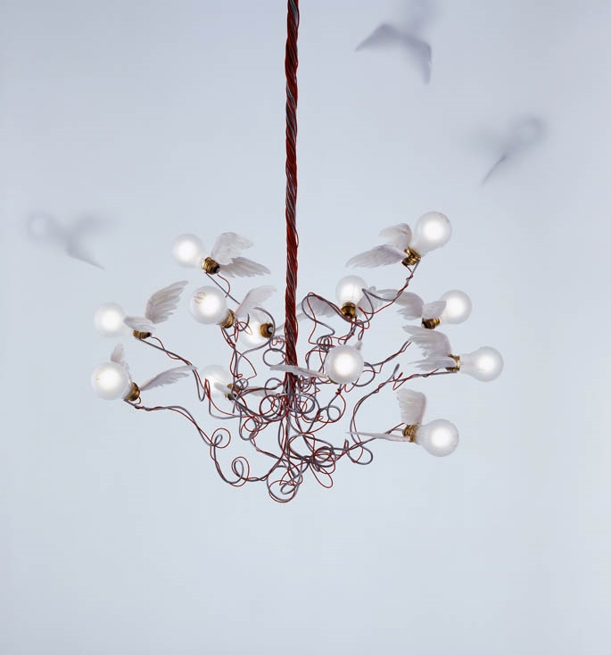 Birdie kroonluchter, rode kabel