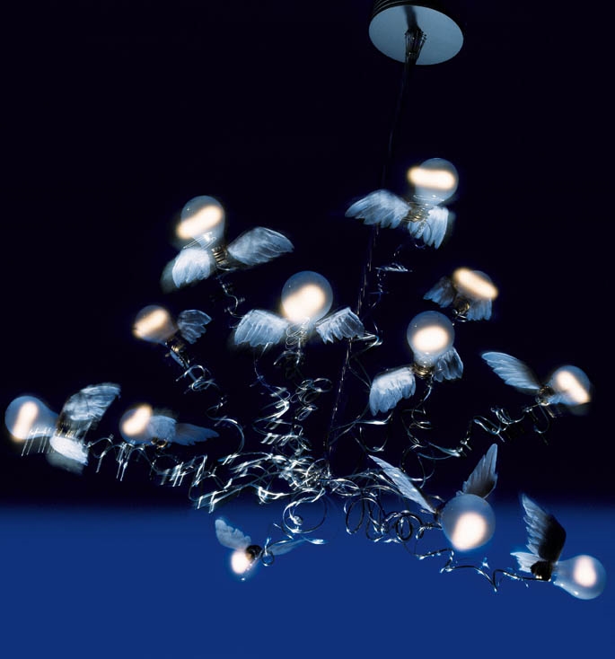 Birdie kroonluchter, transparante kabel