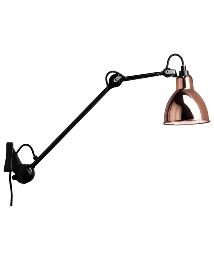 Lampe Gras No 222 wandlamp, zwart/koper/wit