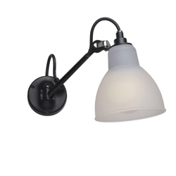 Lampe Gras No 104 Badkamer wandlamp, zwart/polycarbonaat