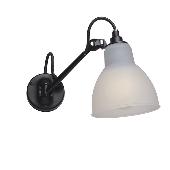Lampe Gras No 104 Badkamer wandlamp, zwart/polycarbonaat