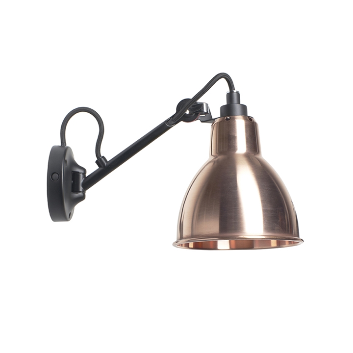 Lampe Gras No 104 wandlamp, zwart/ruw koper