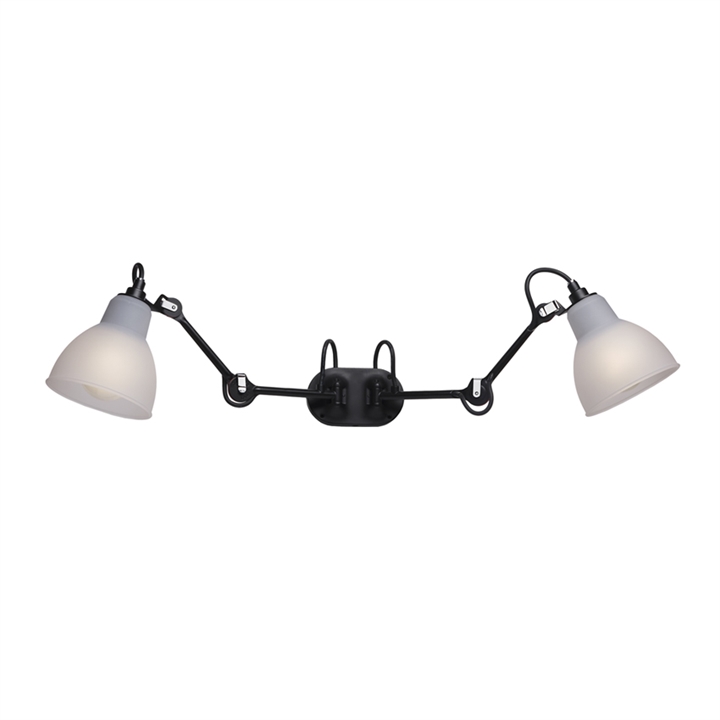 Lampe Gras No 204 Double Badkamer wandlamp, zwart/polycarbonaat