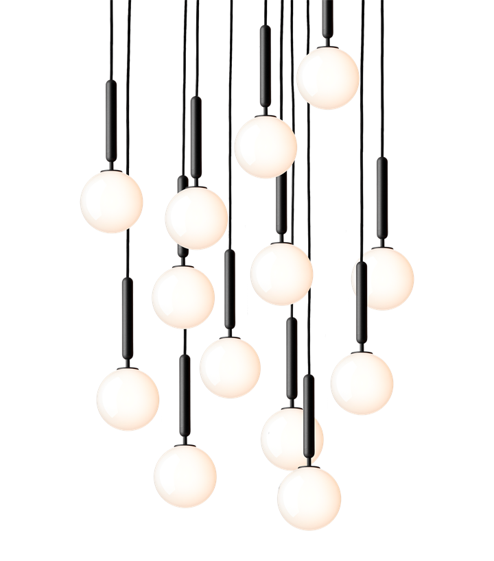 Miira 13 hanglamp, grijs/opal