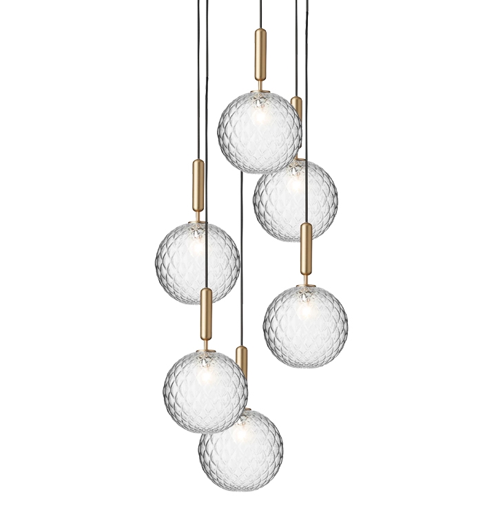 Miira 6 Large hanglamp, messing/helder