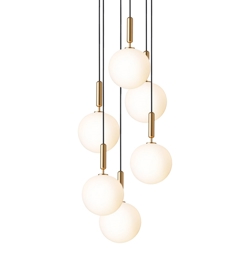 Miira 6 Large hanglamp, messing/opal