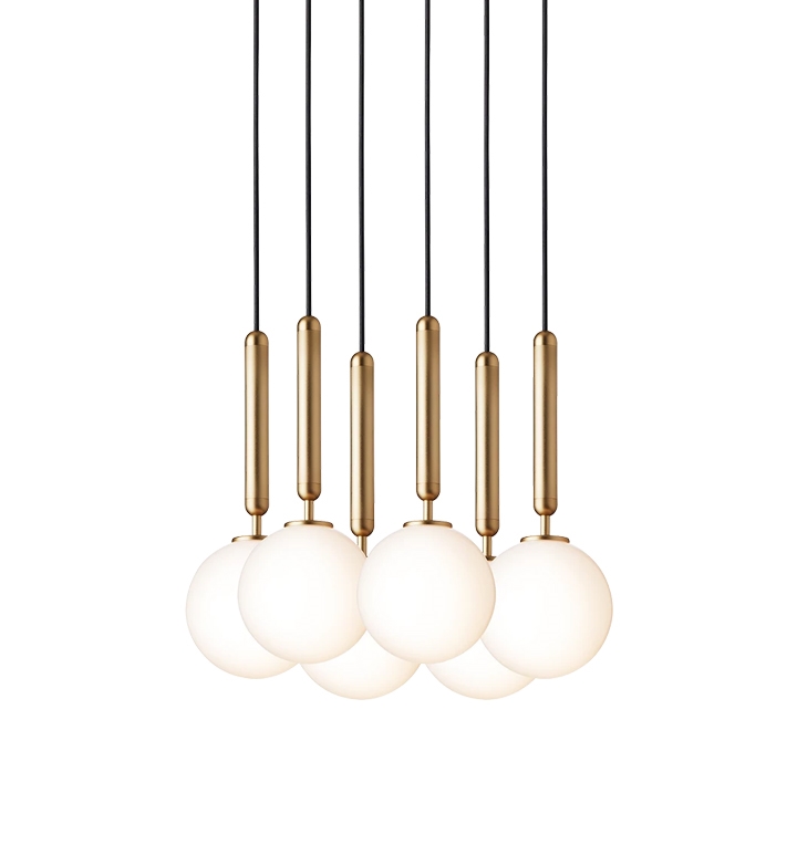 Miira 6 hanglamp, opaal/messing